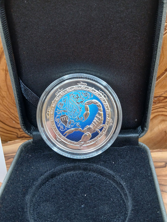 Scorpio, official issue of the Bank of Lebanon, 500-karat silver